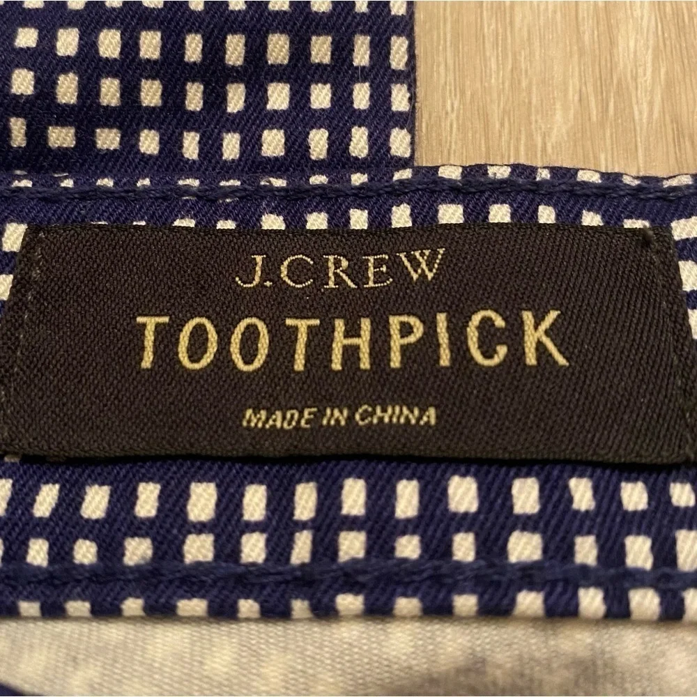 J.Crew Toothpick 29” Waist Navy White Print Skinny Ankle Jeans 26” Inseam